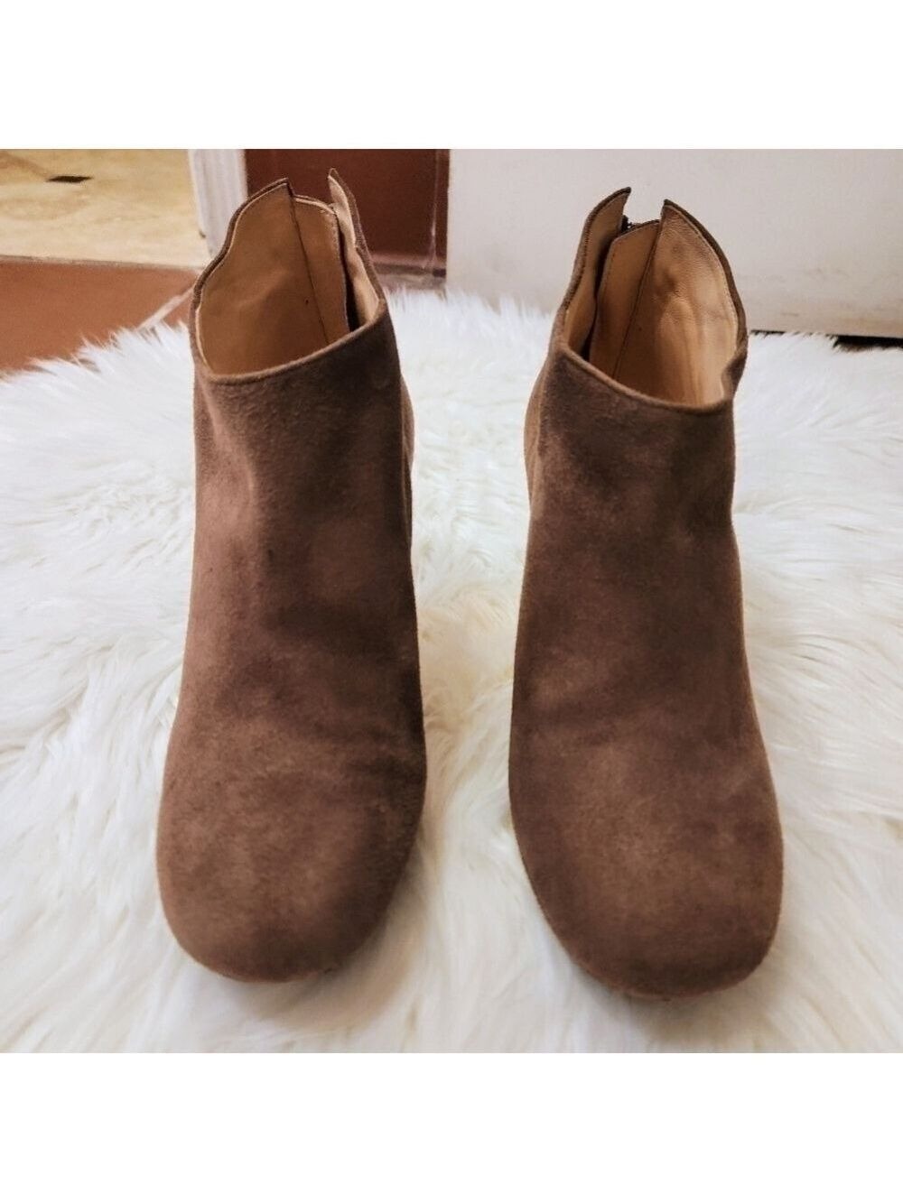 Lanvin En Bleu Brown Suede Platform Stiletto Booties Size 7 - Picture 6 of 13